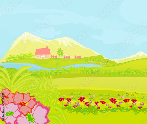 Spring landscape. Illustration