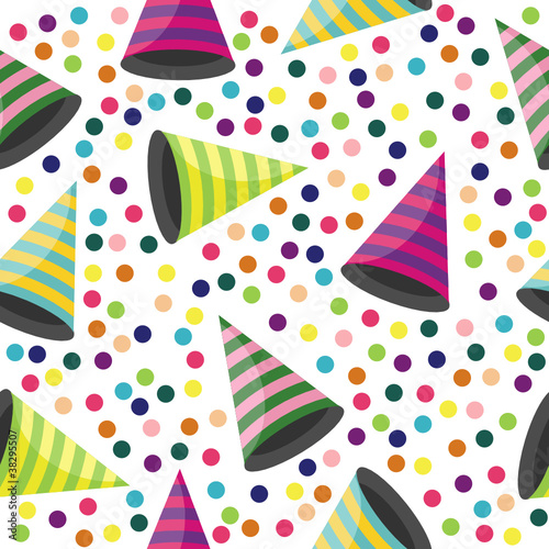 seamless background with strip caps and confetti