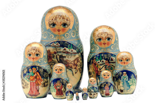 matryoshka dolls,isolated on white photo