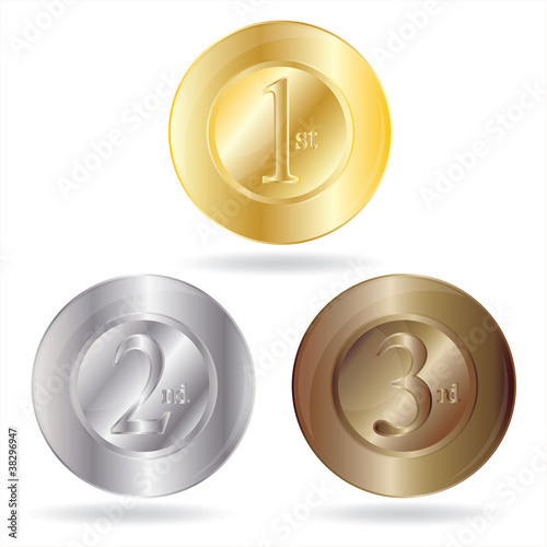 Medal awards for first, second and third place.