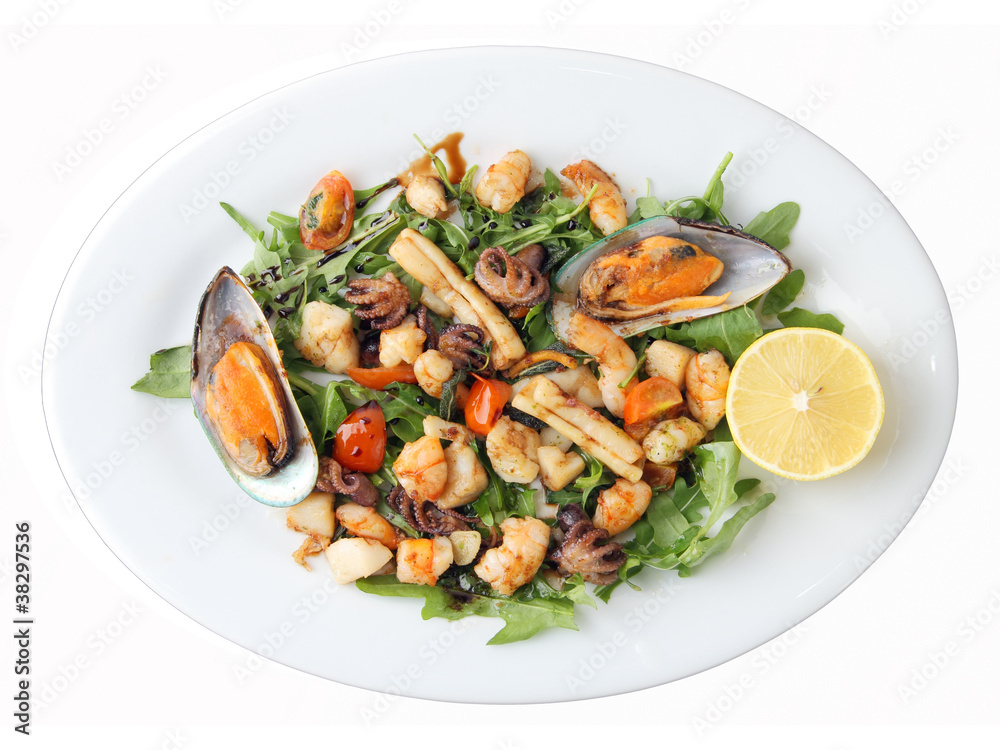 plate with fried seafood