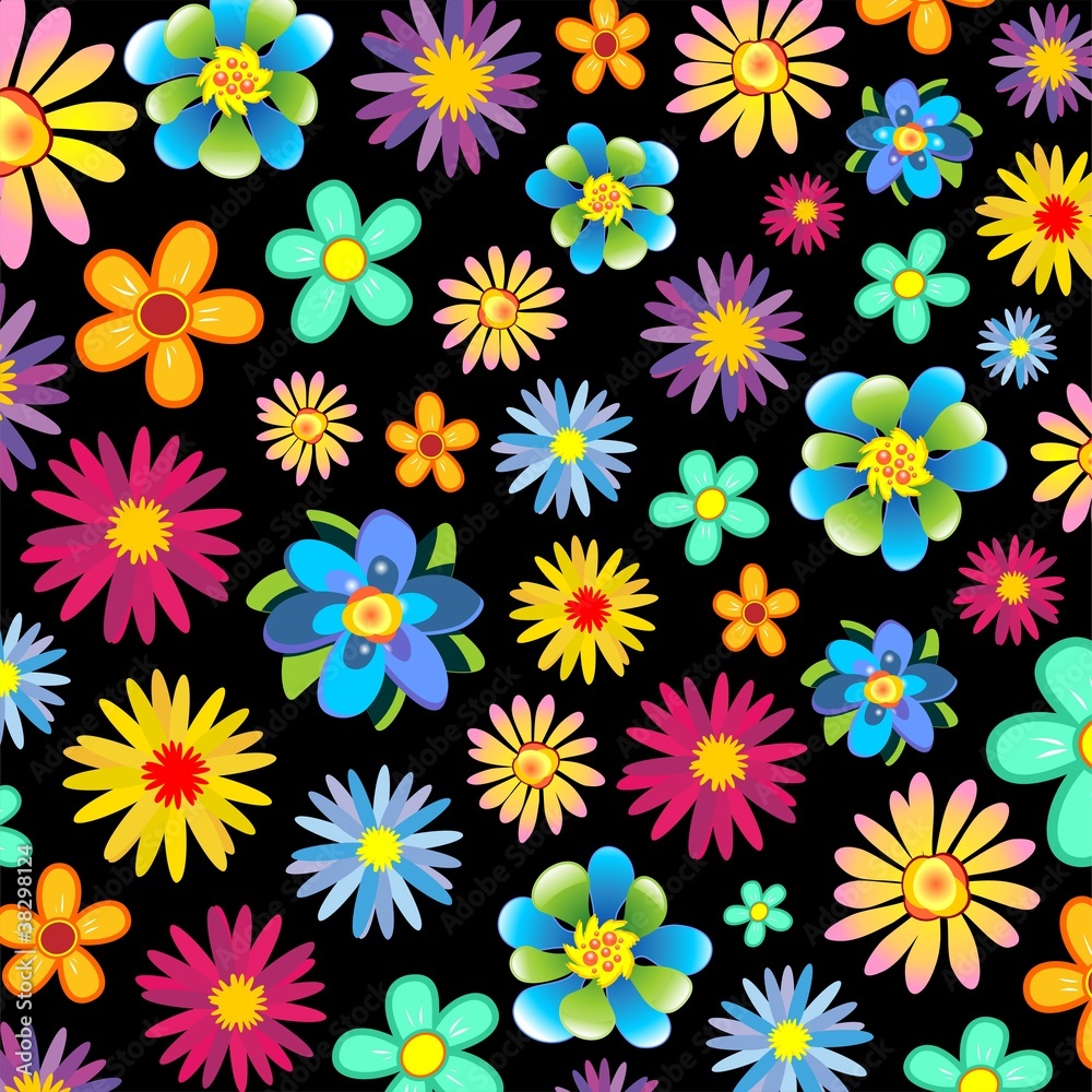 Fotomurali Primavera Fiori Sfondo-Springtime Flowers Background-Vector