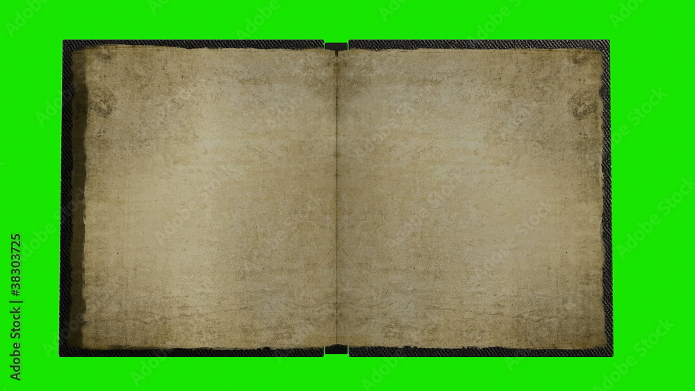 Ancient book with turning blank pages (green screen HD)