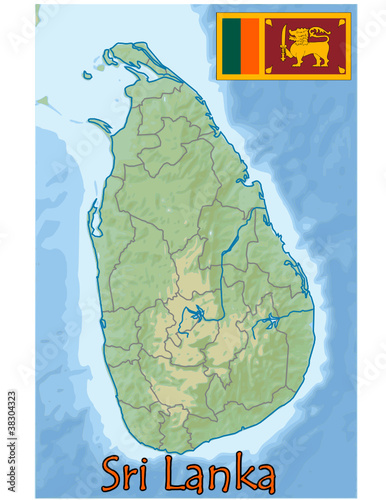 sri lanka asia map flag emblem