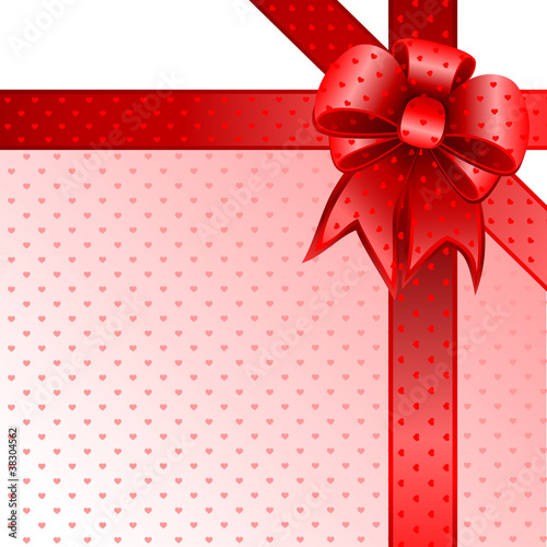 Red gift bow card note vector