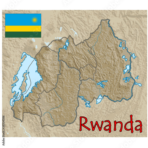 rwanda africa map flag emblem
