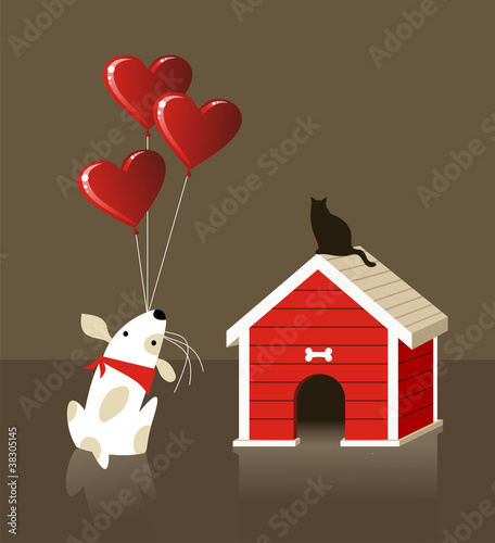 The dog and cat Valentines love