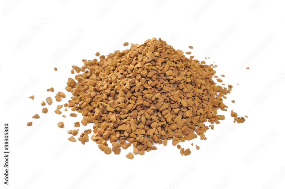 Pile of Granulated Instant Coffee Isolated on White Background