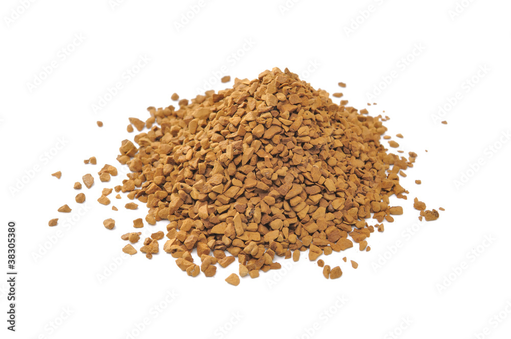 Pile of Granulated Instant Coffee Isolated on White Background Pile of Granulated Instant Coffee Isolated on White Background