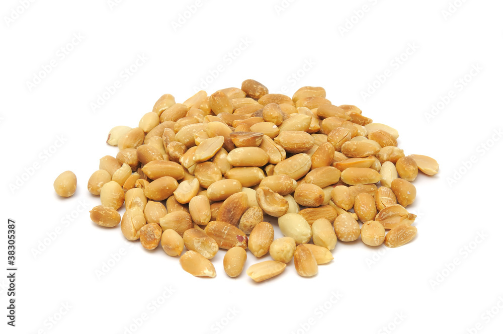 Pile of Roasted Peanuts Isolated on White Background