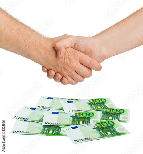 Handshake and money euro