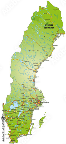 Landkarte von Schweden mit Autobahnen photo