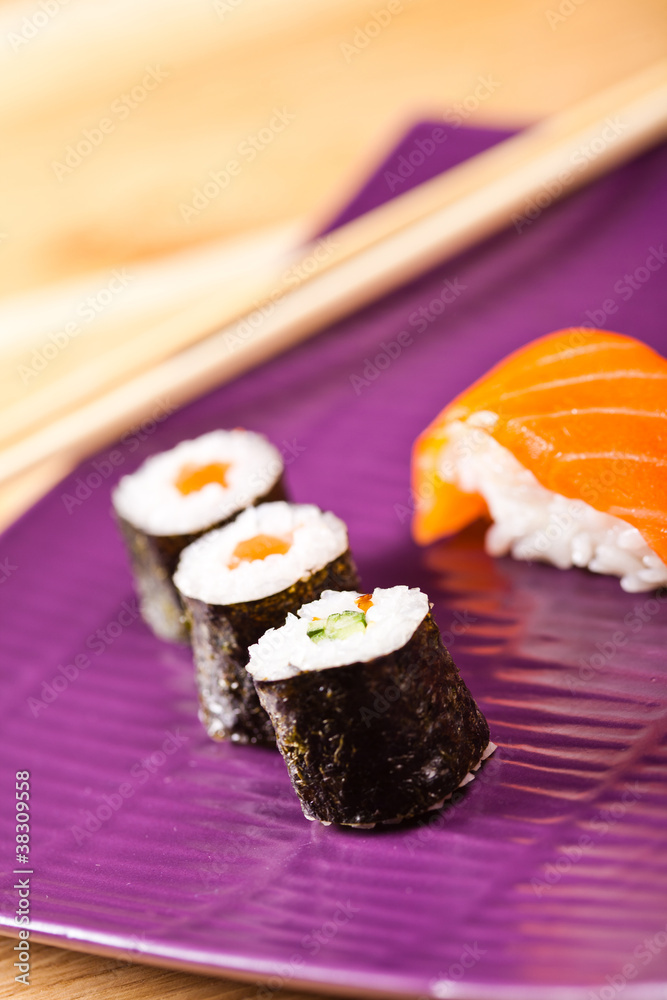 sushi rolls on a plate sushi rolls on a plate