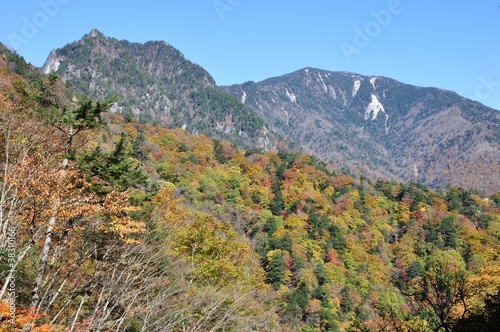 紅葉の西沢渓谷より鶏冠山と木賊山 © Green Cap 55