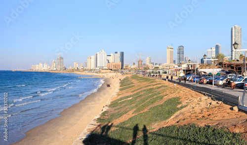 Beaches of Tel-Aviv (Israel) Panoramic view.