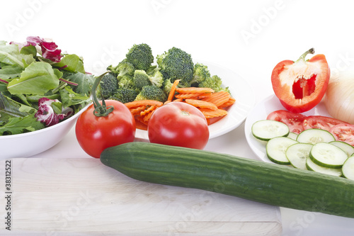 Cut and Whole Vegetables for a Salad
