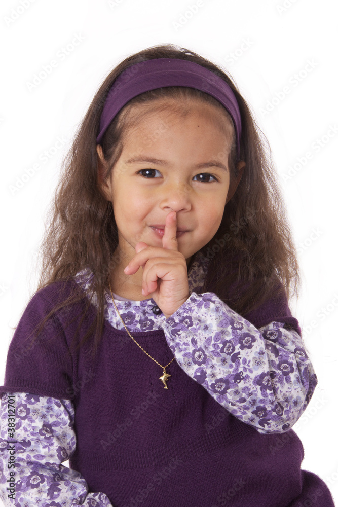 enfant avec doigt sur la bouche silence ou secret Photos Adobe Stock