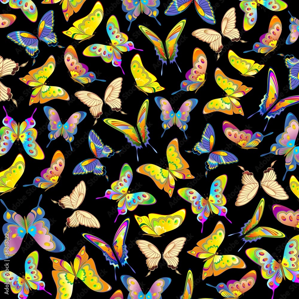 Fotomurali Farfalle Primavera Sfondo-Butterflies Background-Vector