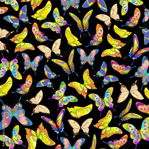 Carta da parati Art Deco - Carta da parati Farfalle Primavera Sfondo-Butterflies Background-Vector