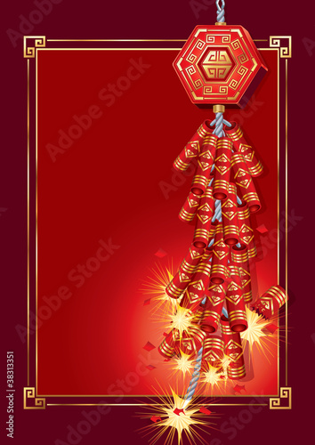 Firecrackers on Chinese New Year Card.