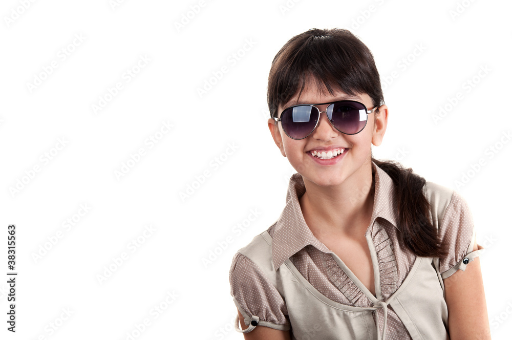 portrait of happy girl with glasses portrait of happy girl with glasses