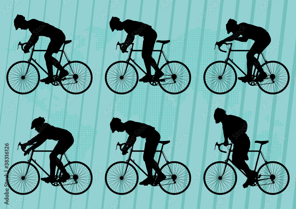 Obraz premium Sport road bike riders bicycle silhouettes