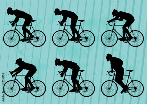 Sport road bike riders bicycle silhouettes