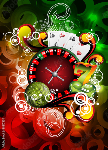 Vector gambling illustration with casino elements