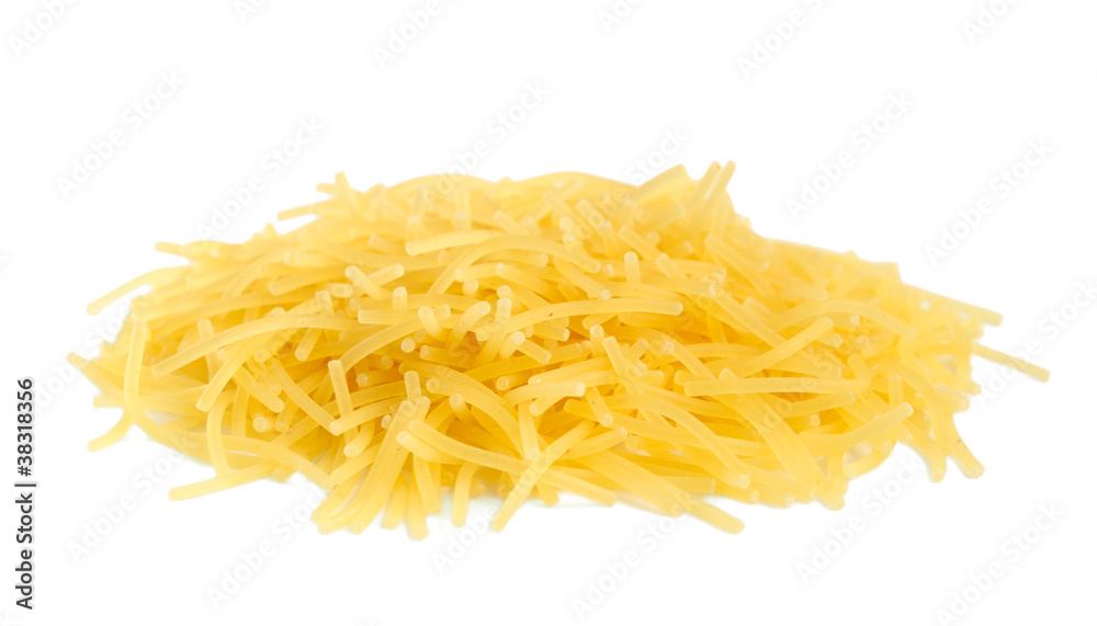 Pile of vermicelli isolated on white background Pile of vermicelli isolated on white background