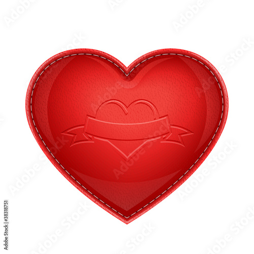 red leather pillow as heart vector illustration isolated