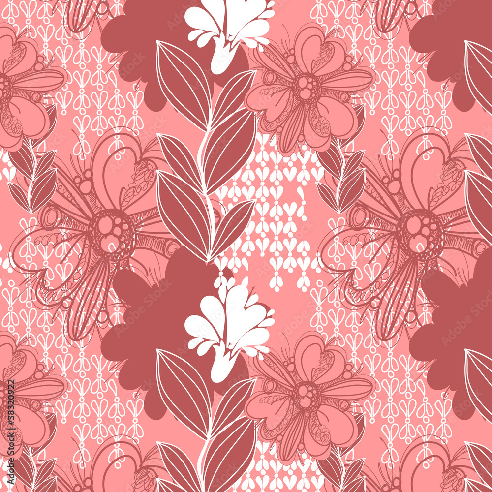 abstract vector seamless floral  pattern with flowers