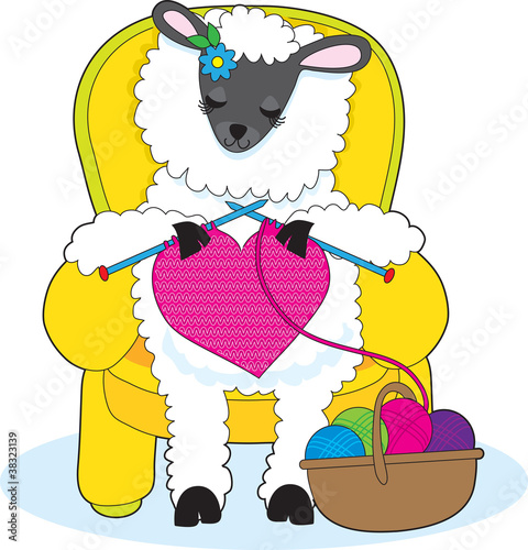 Sheep Knitting Heart