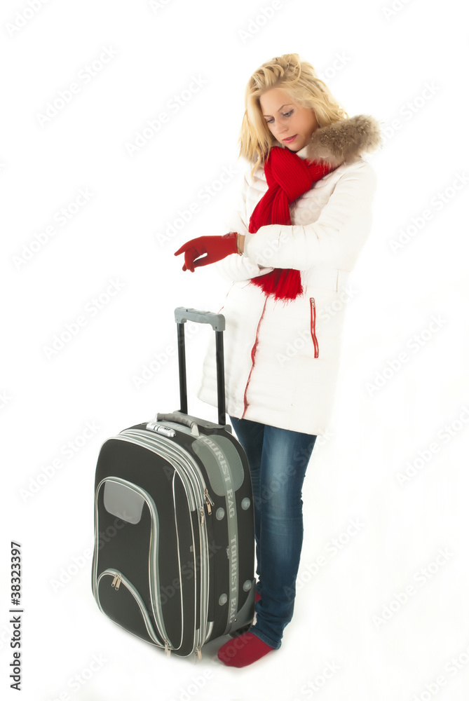 Traveler woman with a bag Traveler woman with a bag