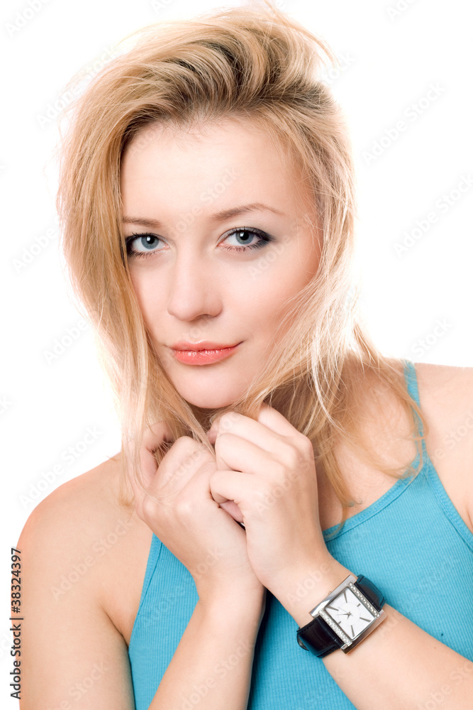 Closeup portrait of pretty young blonde Closeup portrait of pretty young blonde