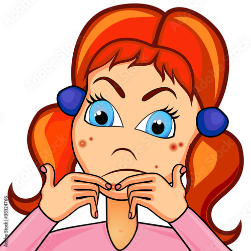 Teenager girl struggling with acne