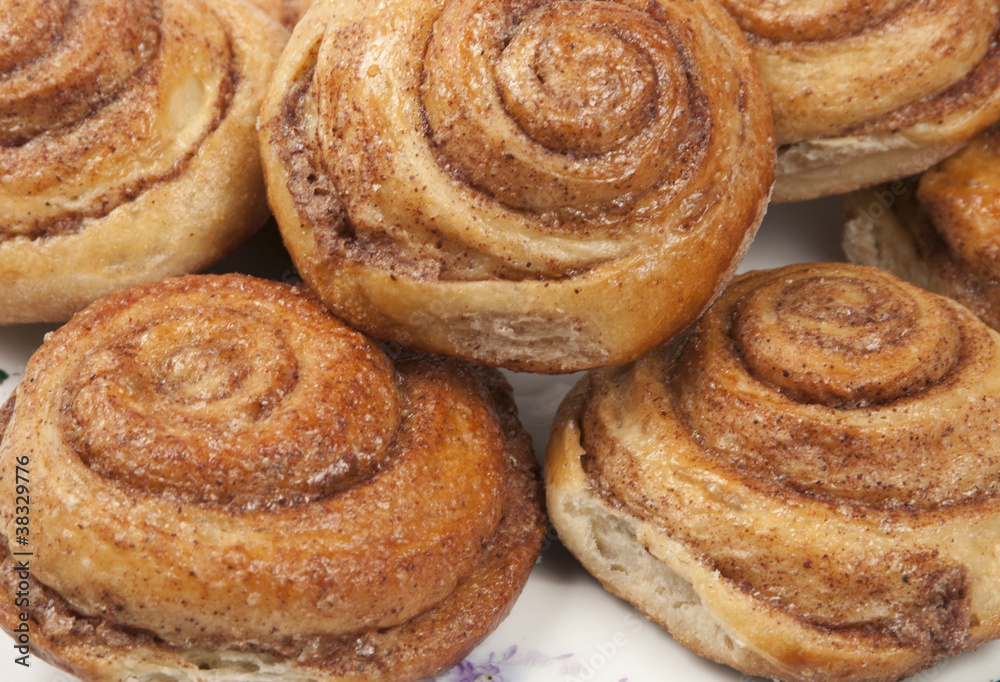 Buns with cinnamon, close-up shot Buns with cinnamon, close-up shot