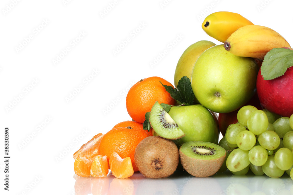 Ripe juicy fruits isolated on white Ripe juicy fruits isolated on white