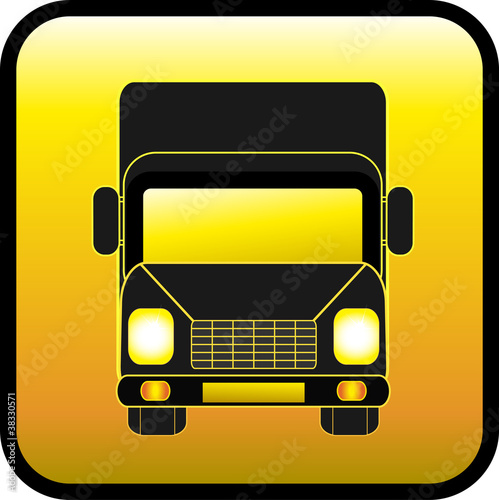 glossy icon with lorry symbol of shipping