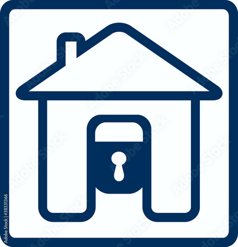 symbol of safety with house lock silhouette