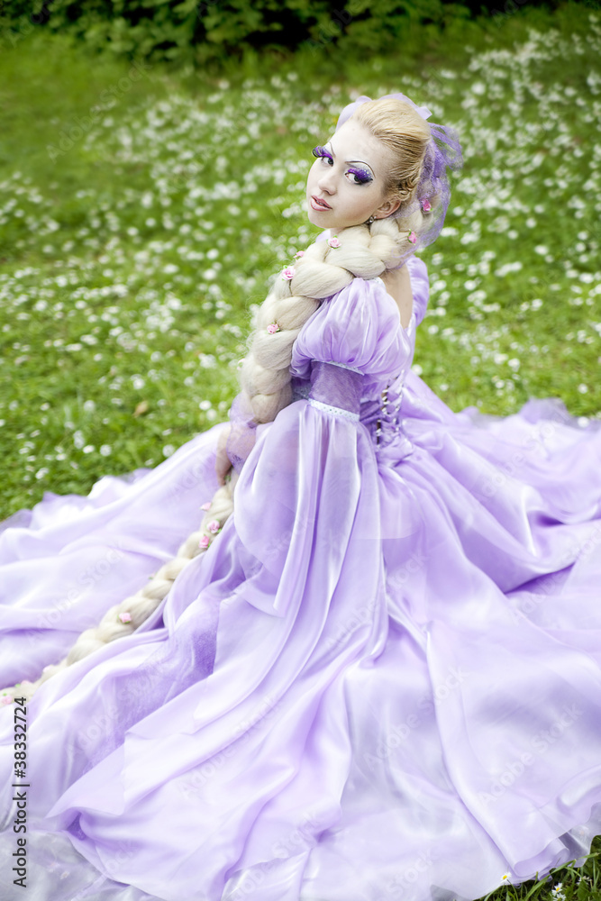 princess in a daisy field