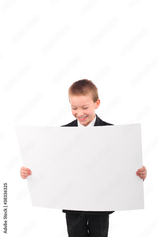 boy with blank paper boy with blank paper