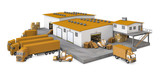 3d illustration of infrastructure warehouse on white background