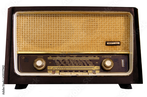 Vintage radio isolated on a white background