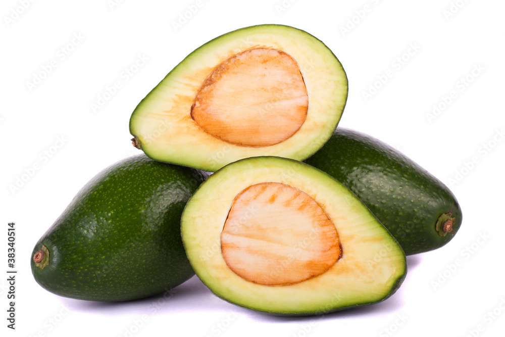 avocado fruits on white avocado fruits on white