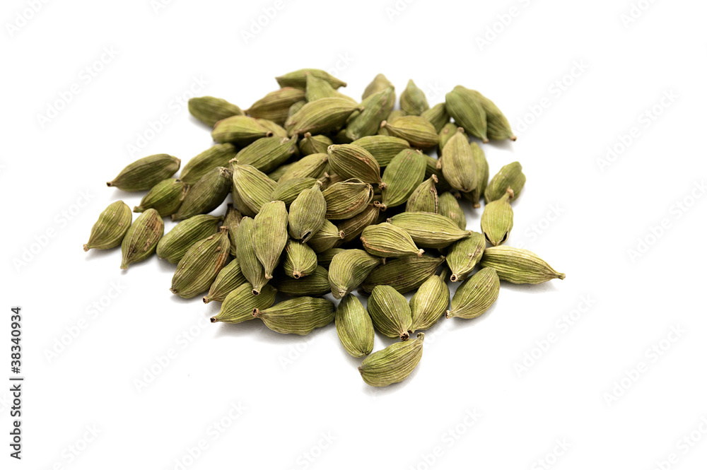 Cardamon seeds isolated on white Cardamon seeds isolated on white