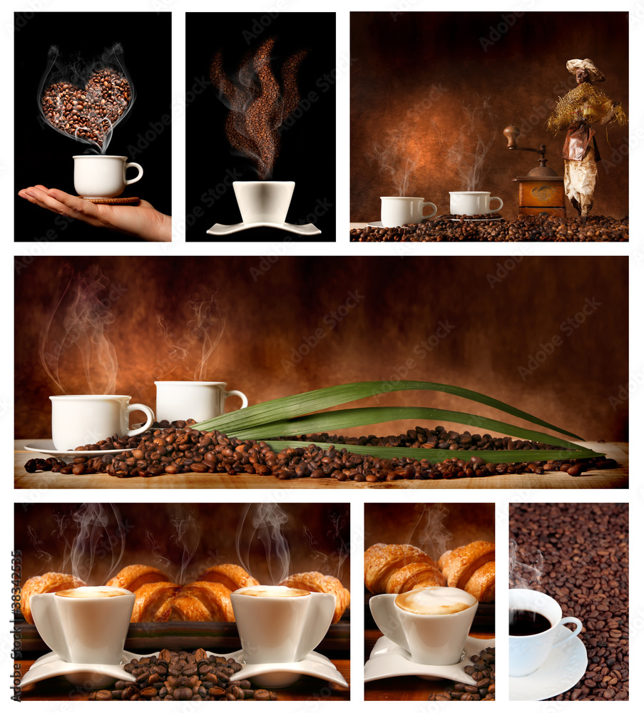 Fototapeta premium Serie di caffè con sfondo scuro