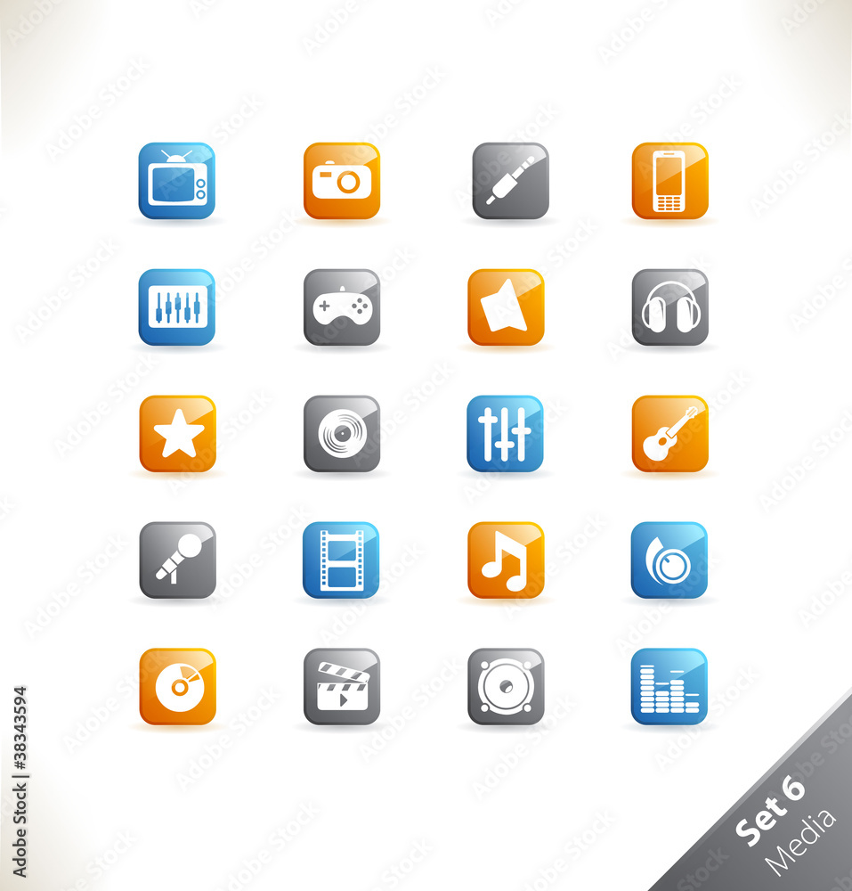 Vector beautiful icon set. Part 1 - Media Vector beautiful icon set. Part 1 - Media