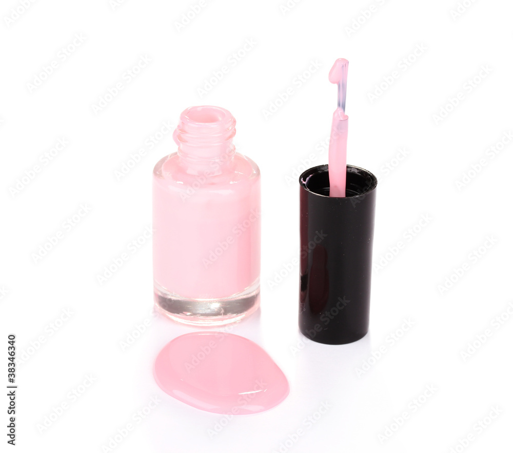Pink nail polish isolated on white Pink nail polish isolated on white