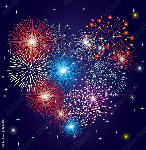 vector heart firework