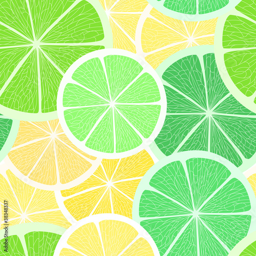 Citrus seamless background. Lime and lemon